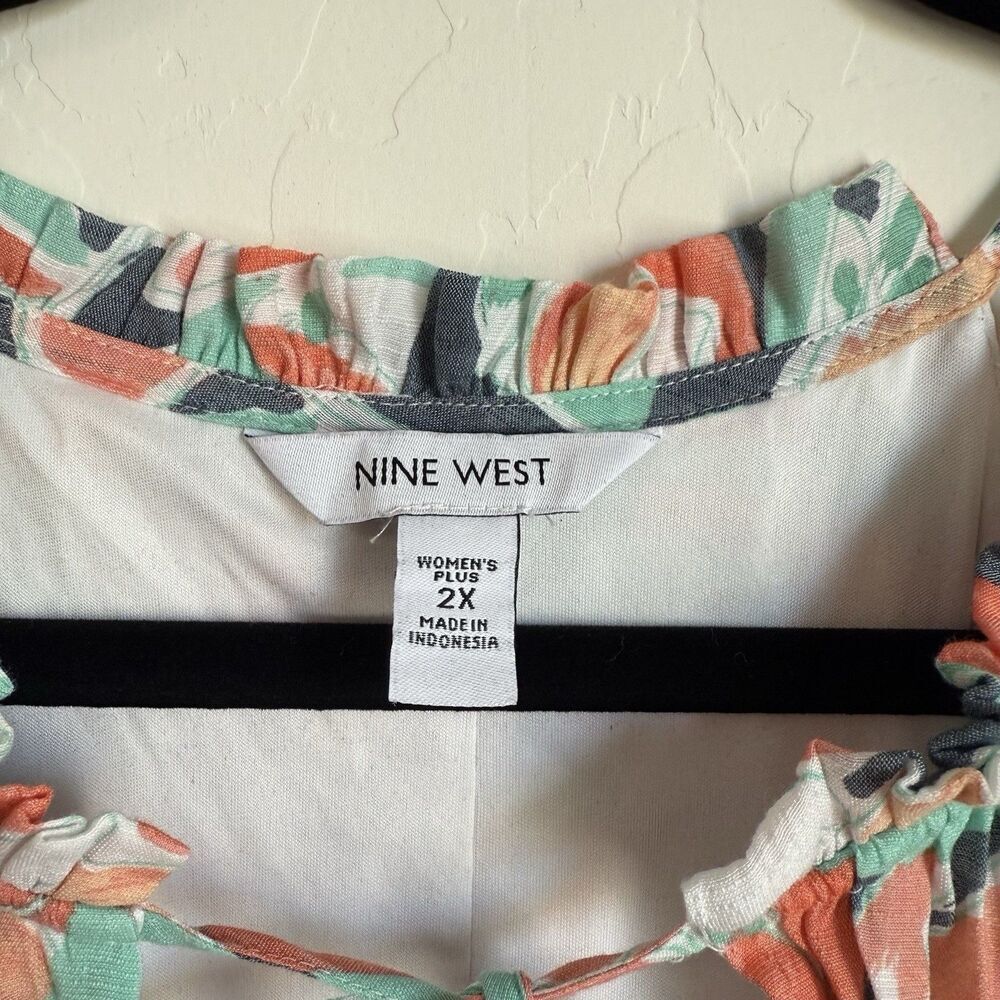 Nine West 2X Tiered Tropical Floral Maxi Halter Dress Resort Wear Beach Vacation - Picture 6 of 14